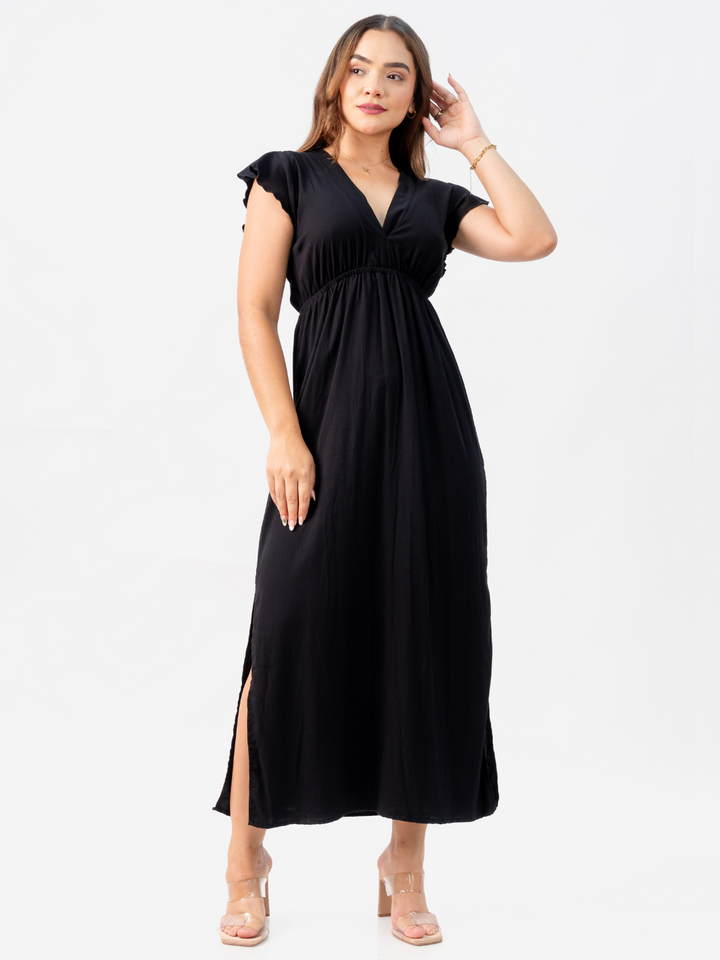 VESTIDO SATINA - NEGRO