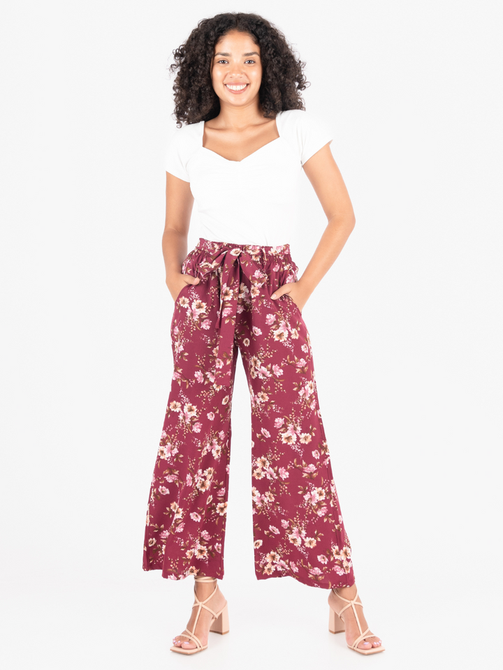 PANTALON WENDY - VINO FLOREADO